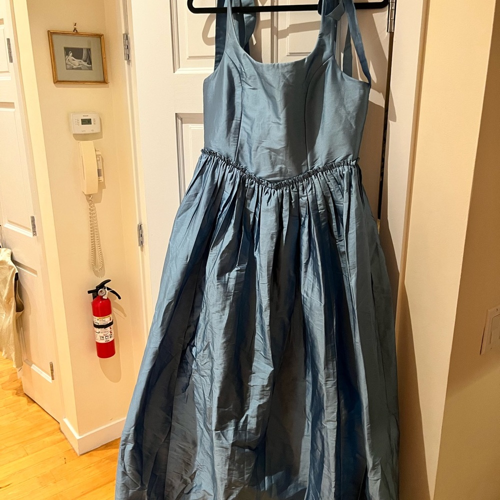 Louis New York Azure Marie Dress Blue Pleated Maxi